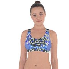 Marguerite Cornflower Vase Blossom Cross String Back Sports Bra by Simbadda