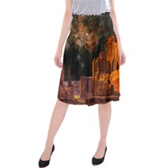 Geology Sand Stone Canyon Midi Beach Skirt by Simbadda