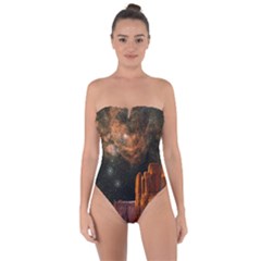 Geology Sand Stone Canyon Tie Back One Piece Swimsuit by Simbadda