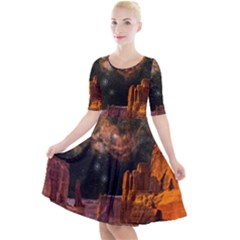 Geology Sand Stone Canyon Quarter Sleeve A-line Dress