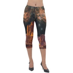 Geology Sand Stone Canyon Lightweight Velour Capri Leggings  by Simbadda