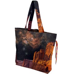 Geology Sand Stone Canyon Drawstring Tote Bag by Simbadda