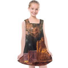 Geology Sand Stone Canyon Kids  Cross Back Dress by Simbadda