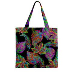 Autumn Pattern Dried Leaves Zipper Grocery Tote Bag by Simbadda