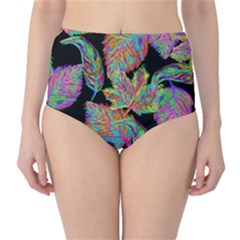 Autumn Pattern Dried Leaves Classic High-waist Bikini Bottoms by Simbadda