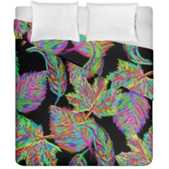 Autumn Pattern Dried Leaves Duvet Cover Double Side (california King Size) by Simbadda