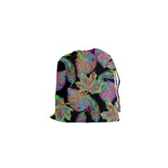 Autumn Pattern Dried Leaves Drawstring Pouch (xs) by Simbadda