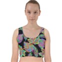 Autumn Pattern Dried Leaves Velvet Racer Back Crop Top View1