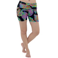 Autumn Pattern Dried Leaves Lightweight Velour Yoga Shorts