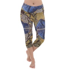 Mosaic Painting Glass Decoration Lightweight Velour Capri Yoga Leggings