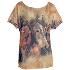 Head Horse Animal Vintage Women s Oversized Tee by Simbadda