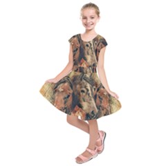 Head Horse Animal Vintage Kids  Short Sleeve Dress by Simbadda