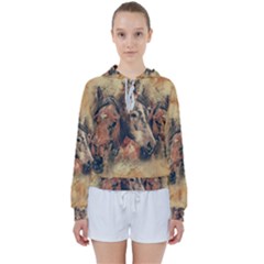 Head Horse Animal Vintage Women s Tie Up Sweat by Simbadda