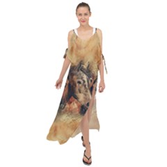 Head Horse Animal Vintage Maxi Chiffon Cover Up Dress by Simbadda