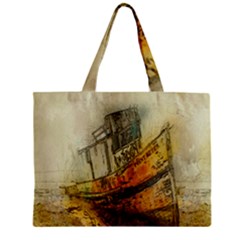 Boat Old Fisherman Mar Ocean Zipper Mini Tote Bag by Simbadda