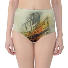 Boat Old Fisherman Mar Ocean Classic High-waist Bikini Bottoms by Simbadda