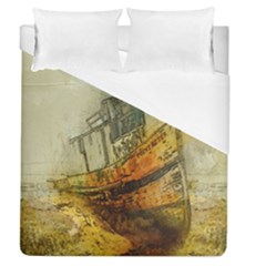 Boat Old Fisherman Mar Ocean Duvet Cover (queen Size) by Simbadda