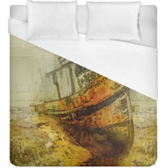 Boat Old Fisherman Mar Ocean Duvet Cover (king Size) by Simbadda