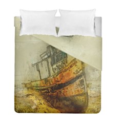 Boat Old Fisherman Mar Ocean Duvet Cover Double Side (full/ Double Size) by Simbadda