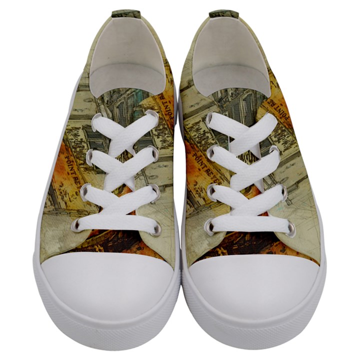 Boat Old Fisherman Mar Ocean Kids  Low Top Canvas Sneakers