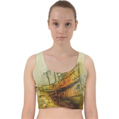 Boat Old Fisherman Mar Ocean Velvet Racer Back Crop Top by Simbadda