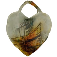 Boat Old Fisherman Mar Ocean Giant Heart Shaped Tote by Simbadda