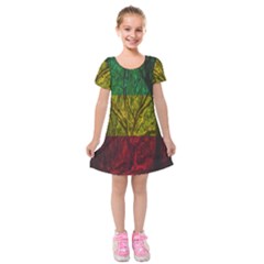 Rasta Forest Rastafari Nature Kids  Short Sleeve Velvet Dress by Simbadda