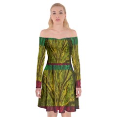 Rasta Forest Rastafari Nature Off Shoulder Skater Dress by Simbadda