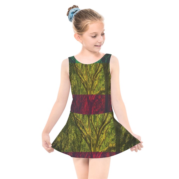 Rasta Forest Rastafari Nature Kids  Skater Dress Swimsuit