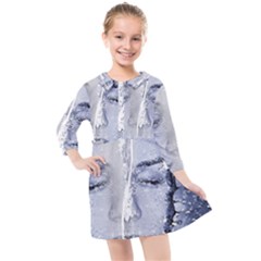 Girl Water Natural Hair Wet Bath Kids  Quarter Sleeve Shirt Dress by Simbadda