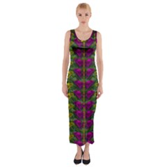 Butterfly Liana Jungle And Full Of Leaves Everywhere Fitted Maxi Dress by pepitasart