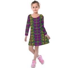 Butterfly Liana Jungle And Full Of Leaves Everywhere Kids  Long Sleeve Velvet Dress by pepitasart