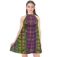 Butterfly Liana Jungle And Full Of Leaves Everywhere Halter Neckline Chiffon Dress  by pepitasart