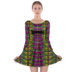 Butterfly Liana Jungle And Full Of Leaves Everywhere Long Sleeve Skater Dress by pepitasart