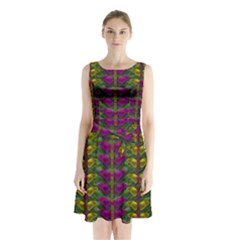 Butterfly Liana Jungle And Full Of Leaves Everywhere Sleeveless Waist Tie Chiffon Dress by pepitasart