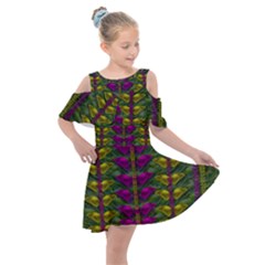 Butterfly Liana Jungle And Full Of Leaves Everywhere Kids  Shoulder Cutout Chiffon Dress by pepitasart