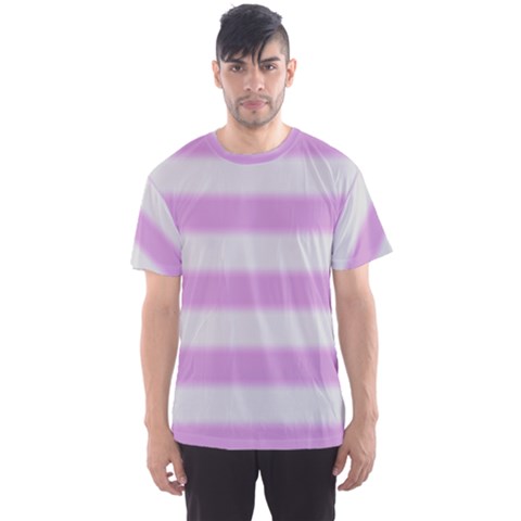 Bold Stripes Soft Pink Pattern Men s Sports Mesh Tee by BrightVibesDesign