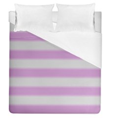 Bold Stripes Soft Pink Pattern Duvet Cover (queen Size) by BrightVibesDesign