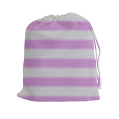 Bold Stripes Soft Pink Pattern Drawstring Pouch (xxl) by BrightVibesDesign