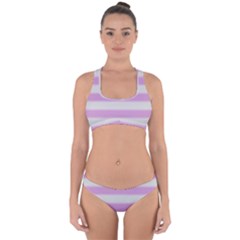 Bold Stripes Soft Pink Pattern Cross Back Hipster Bikini Set by BrightVibesDesign