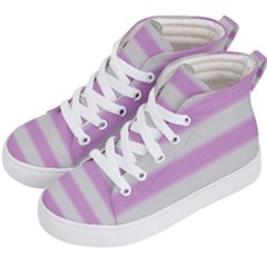 Bold Stripes Soft Pink Pattern Kid s Hi-top Skate Sneakers by BrightVibesDesign