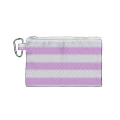 Bold Stripes Soft Pink Pattern Canvas Cosmetic Bag (small) by BrightVibesDesign