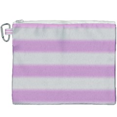 Bold Stripes Soft Pink Pattern Canvas Cosmetic Bag (xxxl) by BrightVibesDesign