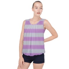 Bold Stripes Soft Pink Pattern Bubble Hem Chiffon Tank Top