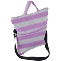 Bold Stripes Soft Pink Pattern Fold Over Handle Tote Bag