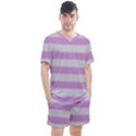 Bold Stripes Soft Pink Pattern Men s Mesh Tee and Shorts Set View1