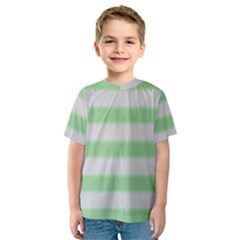 Bold Stripes Soft Green Kids  Sport Mesh Tee