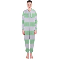 Bold Stripes Soft Green Hooded Jumpsuit (ladies)  by BrightVibesDesign