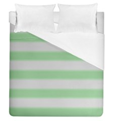 Bold Stripes Soft Green Duvet Cover (queen Size) by BrightVibesDesign