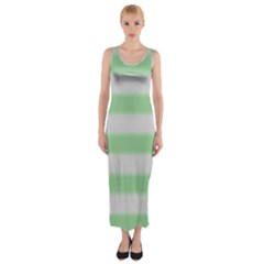 Bold Stripes Soft Green Fitted Maxi Dress by BrightVibesDesign